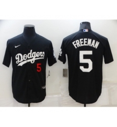 Men's Los Angeles Dodgers #5 Freddie Freeman Black Cool Base Stitched Baseball Jersey