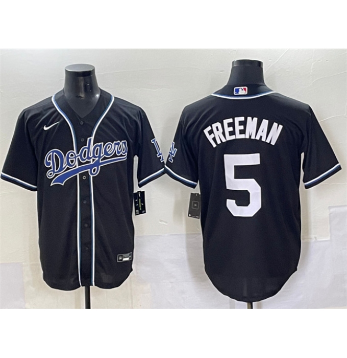 Men's Los Angeles Dodgers #5 Freddie Freeman Black Fashion Stitched Baseball Jersey