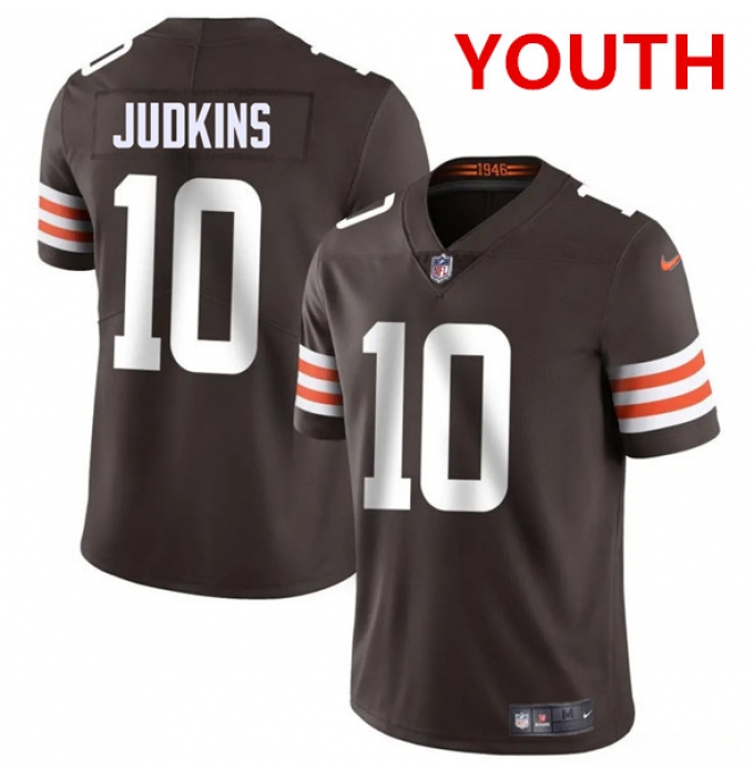 Youth Cleveland Browns #10 Quinshon Judkins Brown 2025 Vapor Limited Football Stitched Jersey