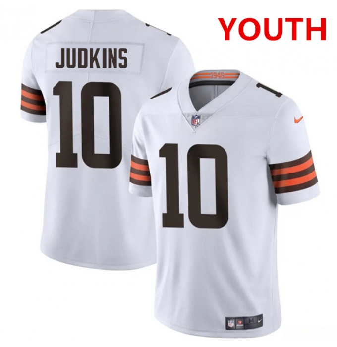 Youth Cleveland Browns #10 Quinshon Judkins White 2025 Vapor Limited Football Stitched Jersey