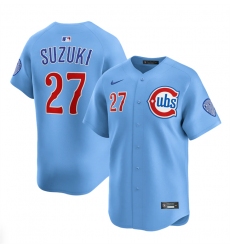 Men's Chicago Cubs #27 Seiya Suzuki Blue 2024-25 2nd Alternate Limited Stitched Baseball Jersey