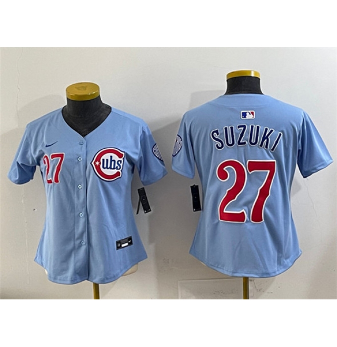 Youth Chicago Cubs #27 Seiya Suzuki Blue 2024-25 2nd Alternate Limited Stitched Baseball Jersey