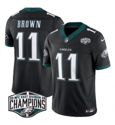 Men's Philadelphia Eagles #11 A.J. Brown Black 2024 New NFC East Champions F.U.S.E. Vapor Untouchable Limited Stitched Football Jersey