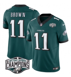 Men's Philadelphia Eagles #11 A.J. Brown Green 2024 New NFC East Champions F.U.S.E. Vapor Untouchable Limited Stitched Football Jersey