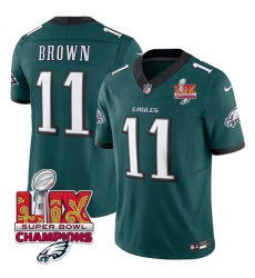 Men's Philadelphia Eagles #11 A.J. Brown Green 2025 Eagles Logo Super Bowl LIX New F.U.S.E. Vapor Untouchable Limited Football Stitched Jersey