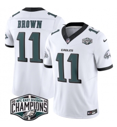 Men's Philadelphia Eagles #11 A.J. Brown White 2024 New NFC East Champions F.U.S.E. Vapor Untouchable Limited Stitched Football Jersey