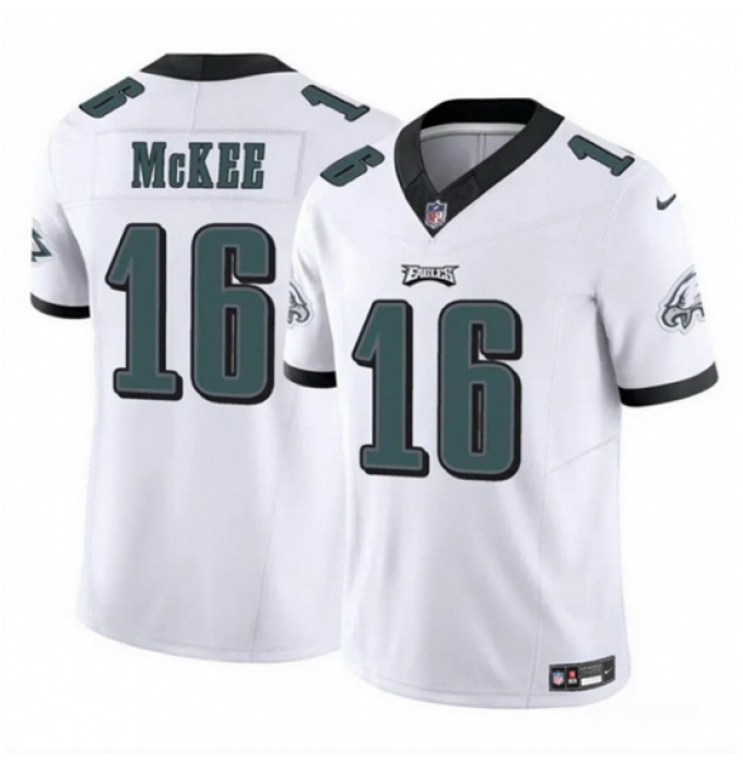 Men's Philadelphia Eagles #16 Tanner McKee White 2024 F U S E Vapor Untouchable Limited Stitched Football Jersey