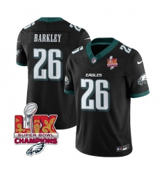 Men's Philadelphia Eagles #26 Saquon Barkley Black 2025 Eagles Logo Super Bowl LIX New F.U.S.E. Vapor Untouchable Limited Football Stitched Jersey