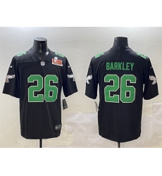 Men's Philadelphia Eagles #26 Saquon Barkley Black 2025 Super Bowl LIX Throwback Vapor Untouchable Limited Football Stitched Jersey