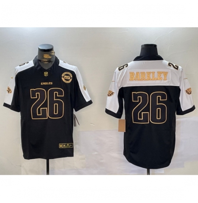 Men's Philadelphia Eagles #26 Saquon Barkley Black Gold 2024 New F U S E With 3 Star C Stitched Football Jersey 5