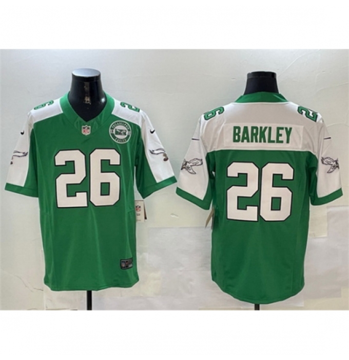 Men's Philadelphia Eagles #26 Saquon Barkley Green White 2024 F U S E Vapor Untouchable Limited Stitched Football Jersey