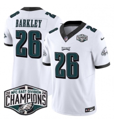 Men's Philadelphia Eagles #26 Saquon Barkley White 2024 NFC East Champions F.U.S.E. Vapor Untouchable Limited Stitched Football Jersey