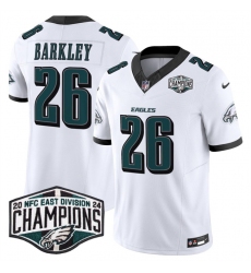 Men's Philadelphia Eagles #26 Saquon Barkley White 2024 New NFC East Champions F.U.S.E. Vapor Untouchable Limited Stitched Football Jersey