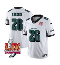 Men's Philadelphia Eagles #26 Saquon Barkley White 2025 Eagles Logo Super Bowl LIX New F.U.S.E. Vapor Untouchable Limited Football Stitched Jersey