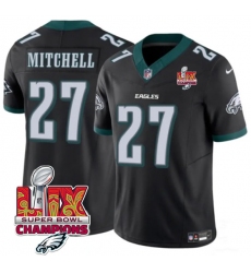 Men's Philadelphia Eagles #27 Quinyon Mitchell Black 2025 Eagles Logo Super Bowl LIX New F.U.S.E. Vapor Untouchable Limited Football Stitched Jersey