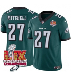 Men's Philadelphia Eagles #27 Quinyon Mitchell Green 2025 Eagles Logo Super Bowl LIX New F.U.S.E. Vapor Untouchable Limited Football Stitched Jersey