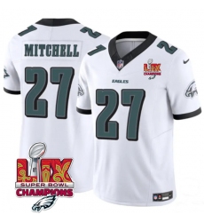 Men's Philadelphia Eagles #27 Quinyon Mitchell White 2025 Eagles Logo Super Bowl LIX New F.U.S.E. Vapor Limited Football Stitched Jersey