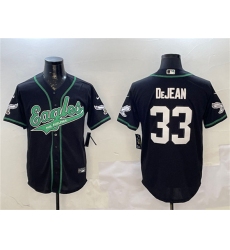 Men's Philadelphia Eagles #33 Cooper DeJean Black Cool Base Stitched Baseball Jersey