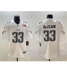 Men's Philadelphia Eagles #33 Cooper DeJean White 2025 Super Bowl LIX Fashion New Vapor Untouchable Limited Stitched Football Jersey