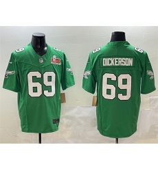 Men's Philadelphia Eagles #69 Landon Dickerson Green 2025 Super Bowl LIX F.U.S.E. Throwback Vapor Untouchable Limited Football Stitched Jersey