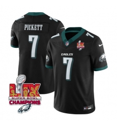 Men's Philadelphia Eagles #7 Kenny Pickett Black 2025 Eagles Logo Super Bowl LIX New F.U.S.E. Vapor Limited Football Stitched Jersey