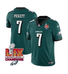 Men's Philadelphia Eagles #7 Kenny Pickett Green 2025 Eagles Logo Super Bowl LIX New F.U.S.E. Vapor Limited Football Stitched Jersey