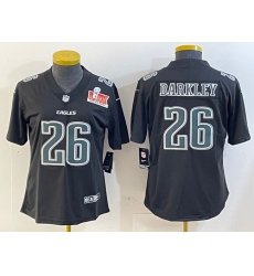 Women's Philadelphia Eagles #26 Saquon Barkley Black 2025 Super Bowl LIX Fashion Vapor Untouchable Limited Football Stitched Jersey(Run Small)