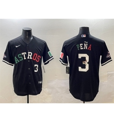 Men's Houston Astros #3 Jeremy Pena Black Mexico With World Serise Champions Cool Base Stitched Baseball Jersey