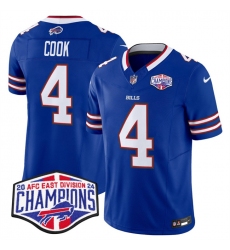 Men's Buffalo Bills #4 James Cook Royal F.U.S.E. 2024 AFC East Division Champions Vapor Limited Stitched Football Jersey