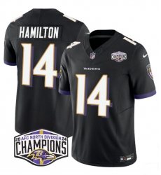 Men's Baltimore Ravens #14 Kyle Hamilton Black F.U.S.E 2024 AFC North Division Champions Vapor Limited Football Jersey