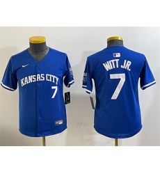 Youth Kansas City Royals #7 Bobby Witt Jr. Royal Limited Stitched Baseball Jersey