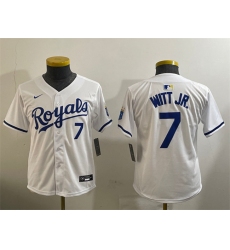 Youth Kansas City Royals #7 Bobby Witt Jr. White 2024 Home Limited Stitched Baseball Jersey