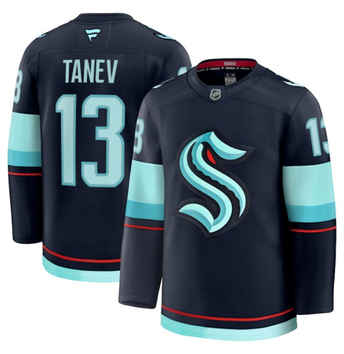 Men's Seattle Kraken #13 Brandon Tanev Navy 2024-25 Home Stitched Hockey Jersey