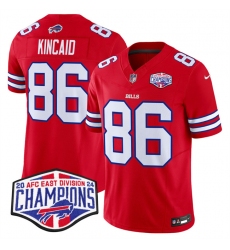 Men's Buffalo Bills #86 Dalton Kincaid Red F.U.S.E. 2024 AFC East Division Champions Vapor Limited Stitched Football Jersey