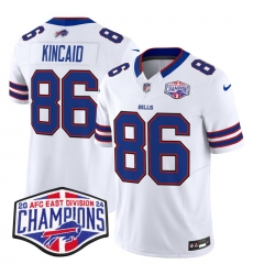 Men's Buffalo Bills #86 Dalton Kincaid White F.U.S.E. 2024 AFC East Division Champions Vapor Limited Stitched Football Jersey