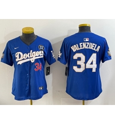 Women's Los Angeles Dodgers #34 Toro Valenzuela blue Gold 2024 World Series With Fernando Memorial Limited Stitched Baseball Jersey