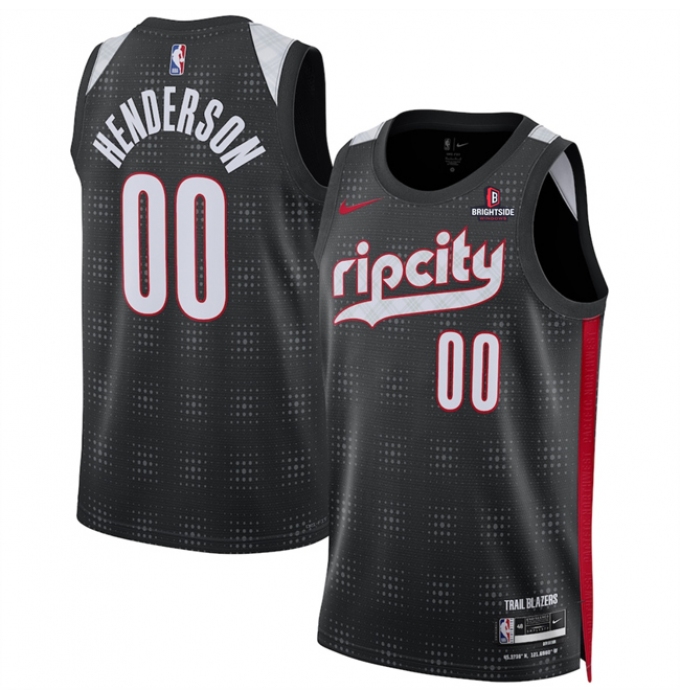 Men's Portland Trail Blazers #00 Scoot Henderson Black 2024-25 City Edition Edition Stitched Basketball Jersey