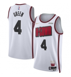 Men's Houston Rockets #4 Jalen Green White 2024-25 City Edition Stitched Jersey