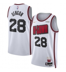 Men's Houston Rockets #28 Alperen Sengun White 2024 25 City Edition Stitched Jersey