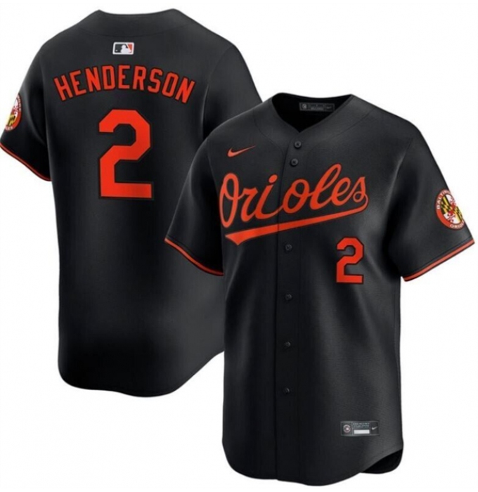 Men's Baltimore Orioles #2 Gunnar Henderson Black Alternate Limited Stitched Baseball Jersey