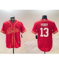 Men's San Francisco 49ers #13 Brock Purdy Red Cool Base Stitched Baseball Jersey