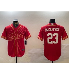 Men's San Francisco 49ers #23 Christian McCaffrey Red Cool Base Stitched Baseball Jersey