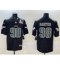 Men's Philadelphia Eagles #98 Jalen Carter Black 2025 Super Bowl LIX Fashion New Vapor Untouchable Limited Football Stitched Jersey