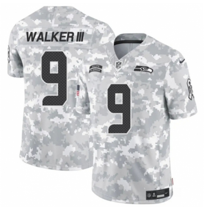 Youth Seattle Seahawks #9 Kenneth Walker III 2024 F U S E Arctic Camo Salute To Service Limited Stitched Football Jersey