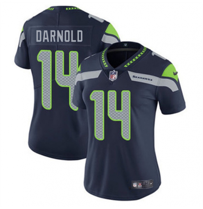 Women's Seattle Seahawks #14 Sam Darnold Navy 2025 Vapor Limited Football Stitched Jersey(Run Small)