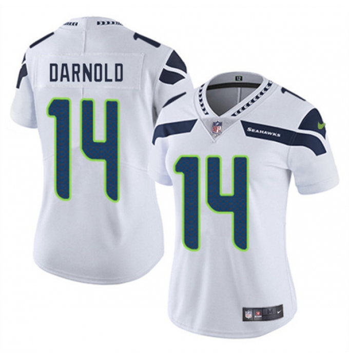 Women's Seattle Seahawks #14 Sam Darnold White 2025 Vapor Limited Football Stitched Jersey(Run Small)