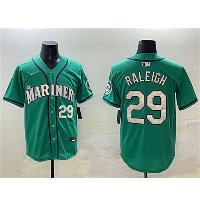 Men's Seattle Mariners #29 Cal Raleigh Aqua Limited Stitched jersey