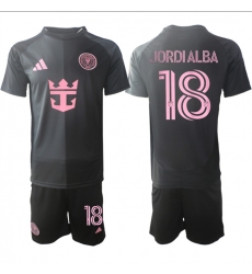 Men's Inter Miami CF #18 Jordi Alba 2025 Black Away Soccer Jersey Suit