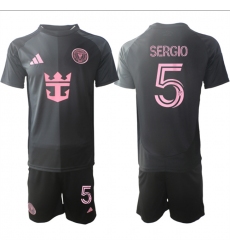 Men's Inter Miami CF #5 Sergio 2025 Black Away Soccer Jersey Suit