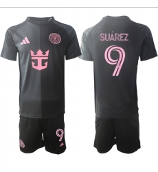 Men's Inter Miami CF #9 Luis Suárez 2025 Black Away Soccer Jersey Suit